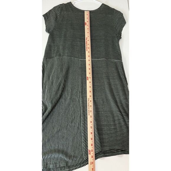 Eileen Fisher Size PM Petite M Linen Striped Dress Black Green Organic Short - Picture 5 of 10